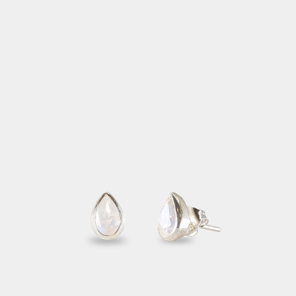 Rainbow Moonstone Stud Earrings