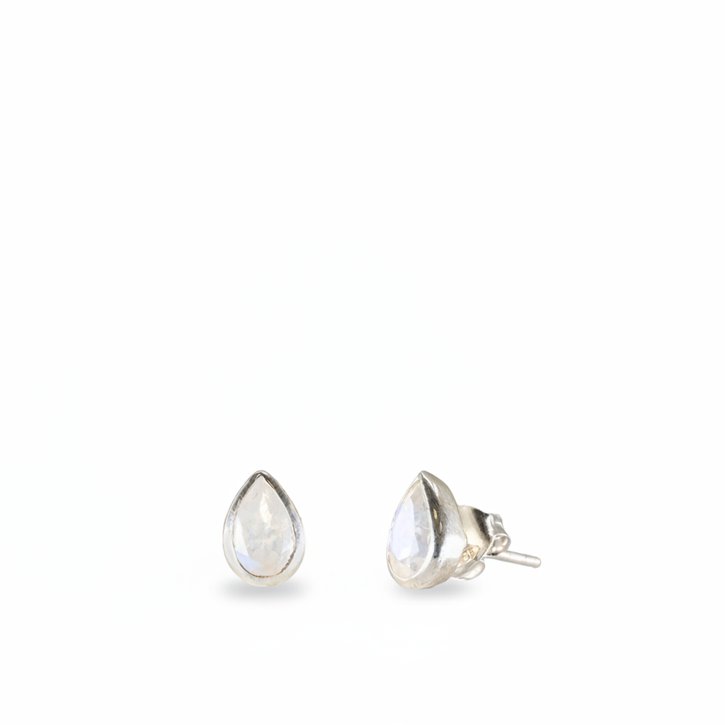 Rainbow Moonstone Stud Earrings