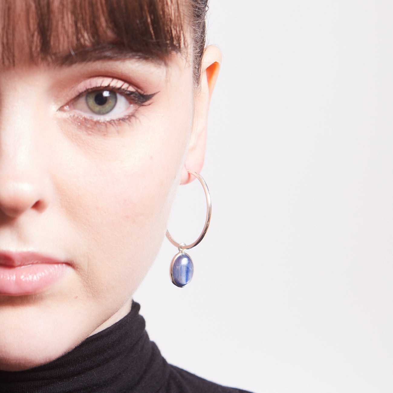 KYANITE CABOCHON OVAL HOOP CHARMS | MADE IN EARTH