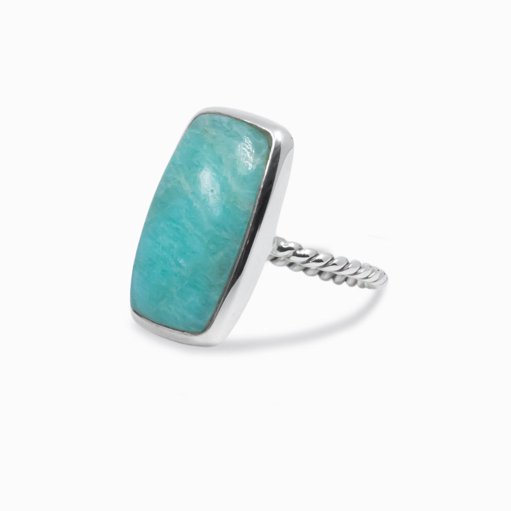 Cabochon Rectangle Amazonite ring