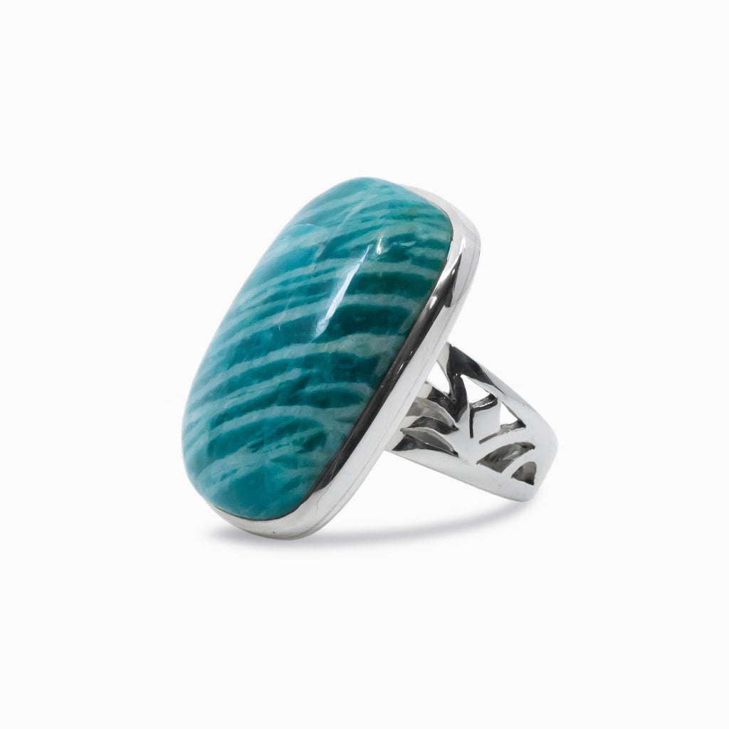 striped cabochon Amazonite ring