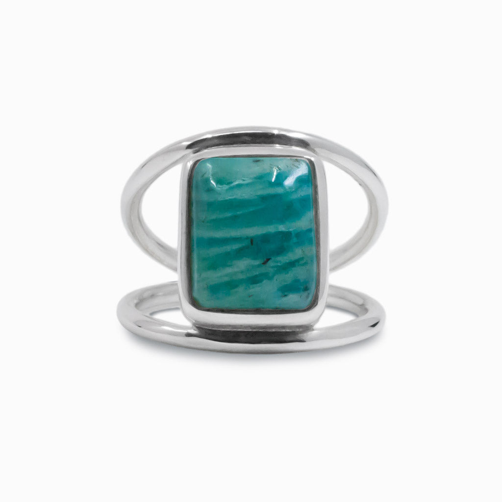 Cabochon Rectangle Amazonite ring