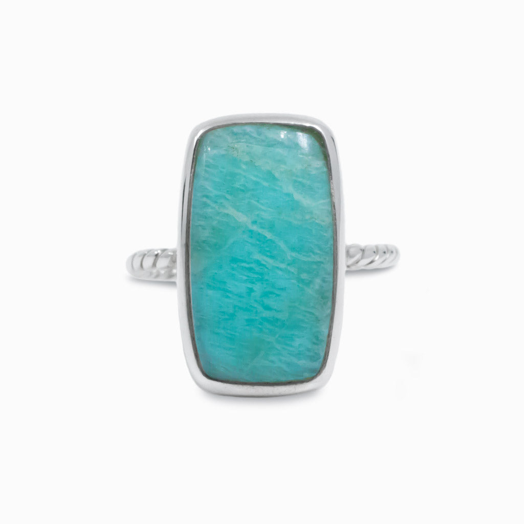 Cabochon Rectangle Amazonite ring