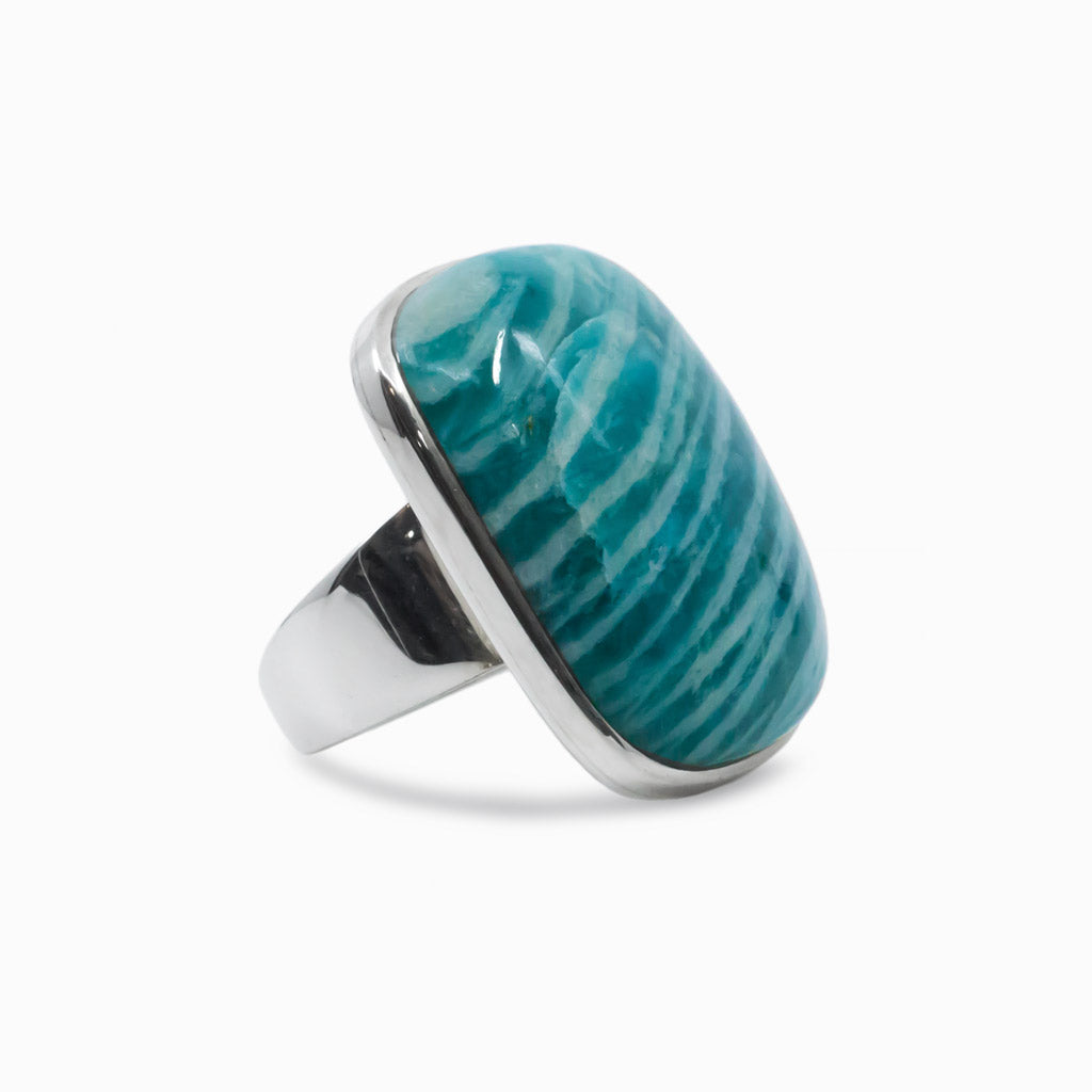 striped cabochon Amazonite ring