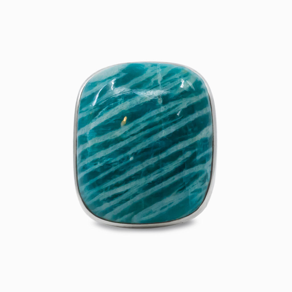 striped cabochon Amazonite ring