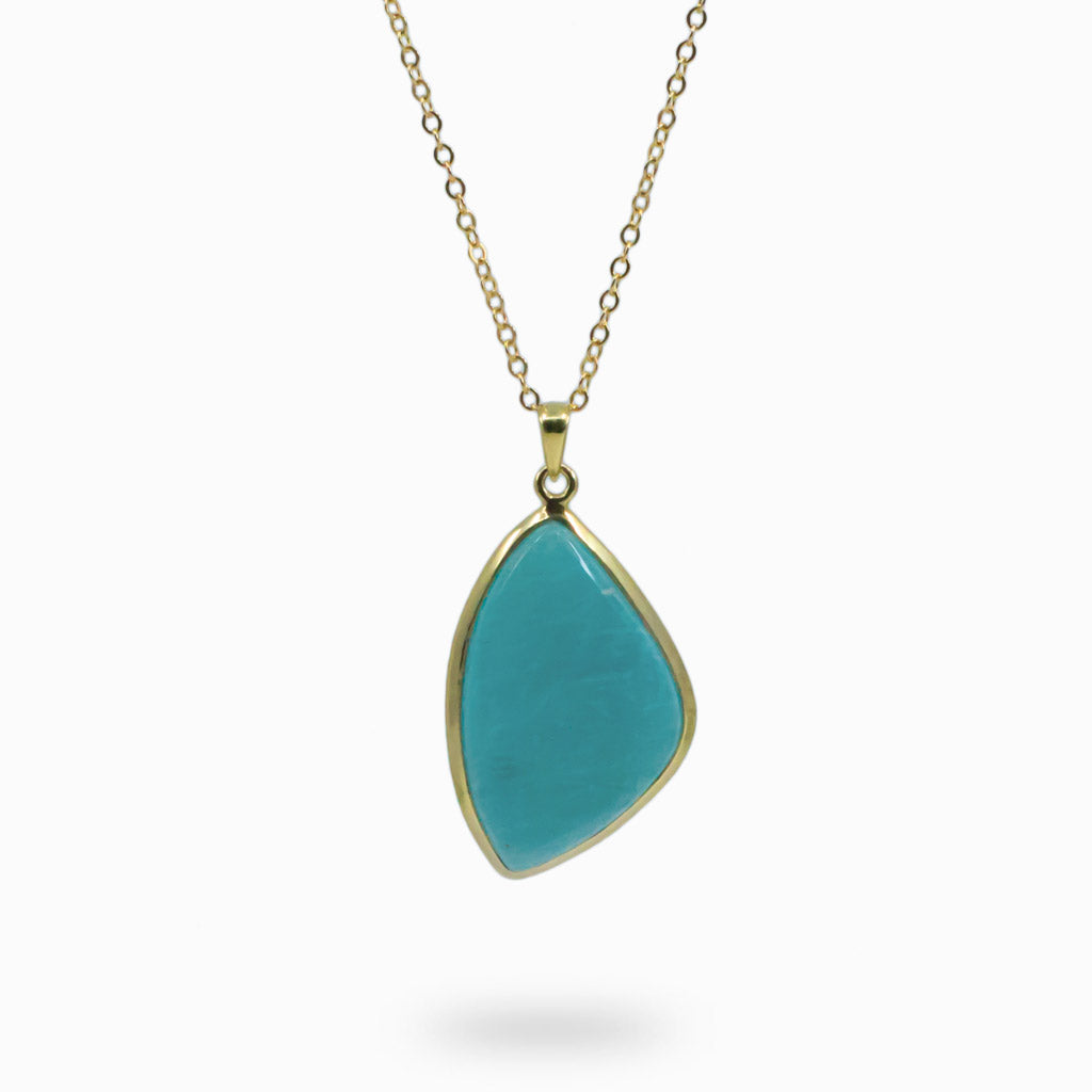 BLUE CABOCHON ORGANIC AMAZONITE NECKLACE