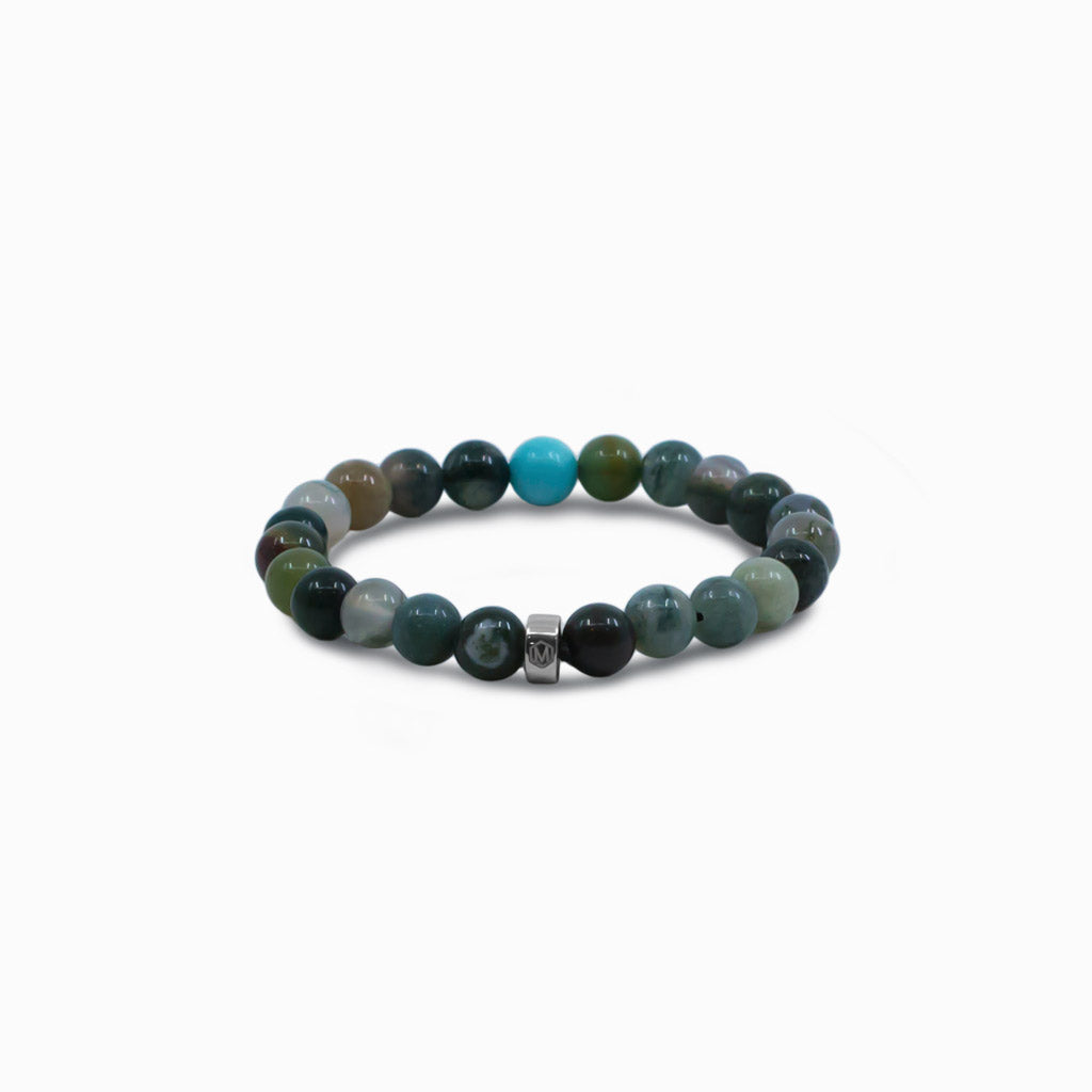 moss agate and amazonite beaded bracelet