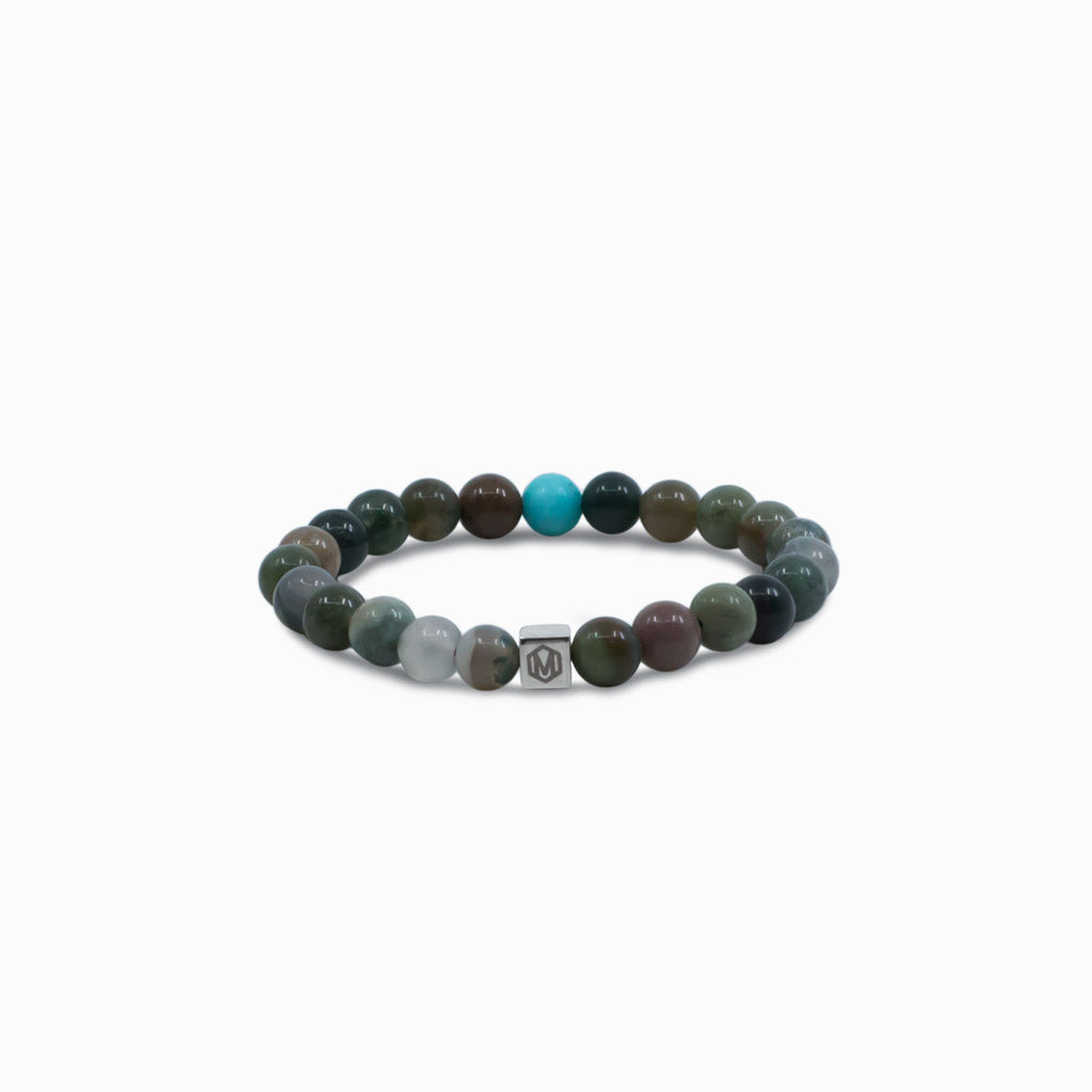 moss agate and amazonite beaded bracelet