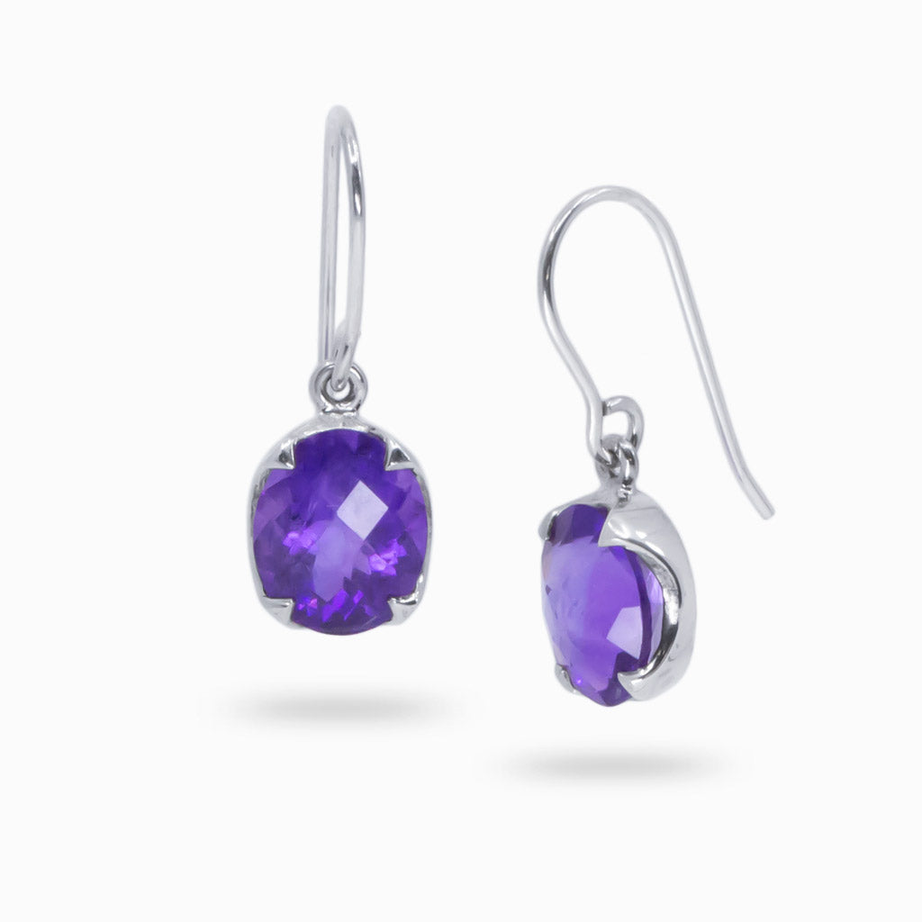 faceted amethyst drop earrings