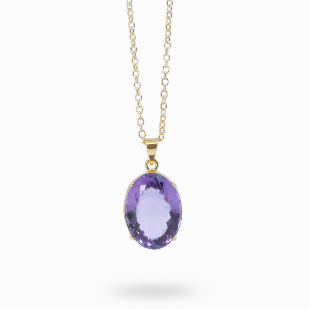 AMETHYST NECKLACE WITH YELLOW GOLD VERMEIL FINISH