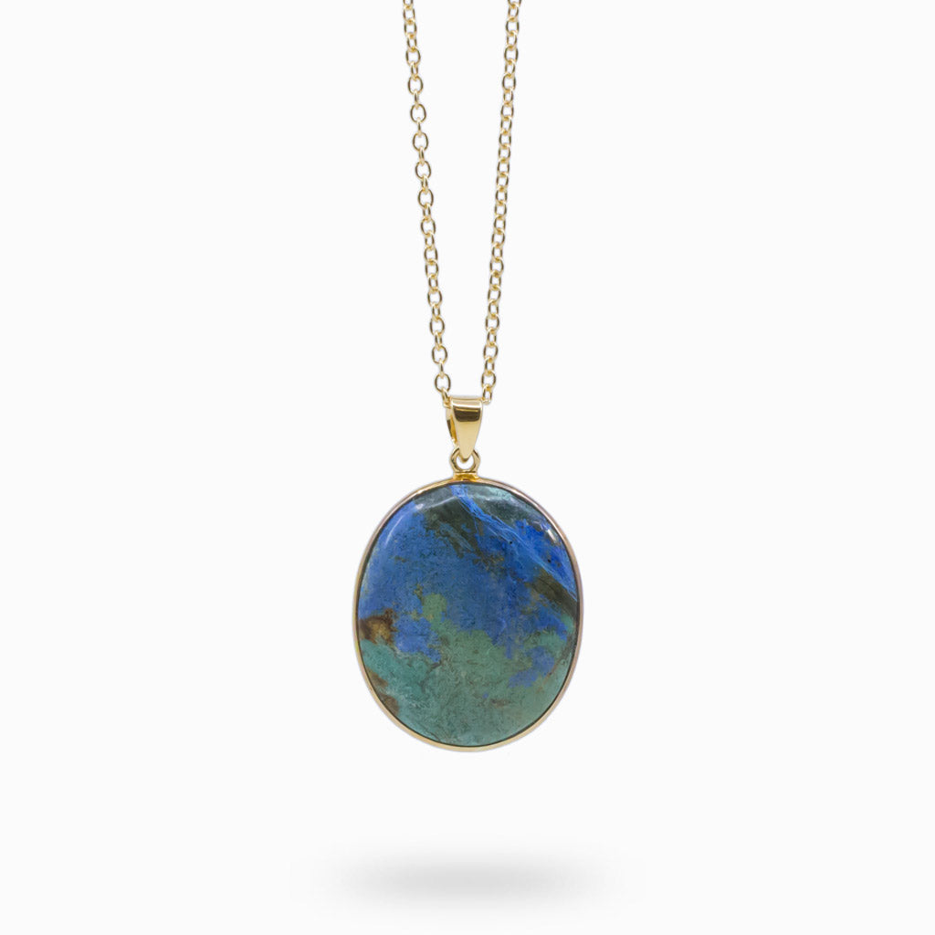 Azurite Malachite Necklace with gold vermeil finish