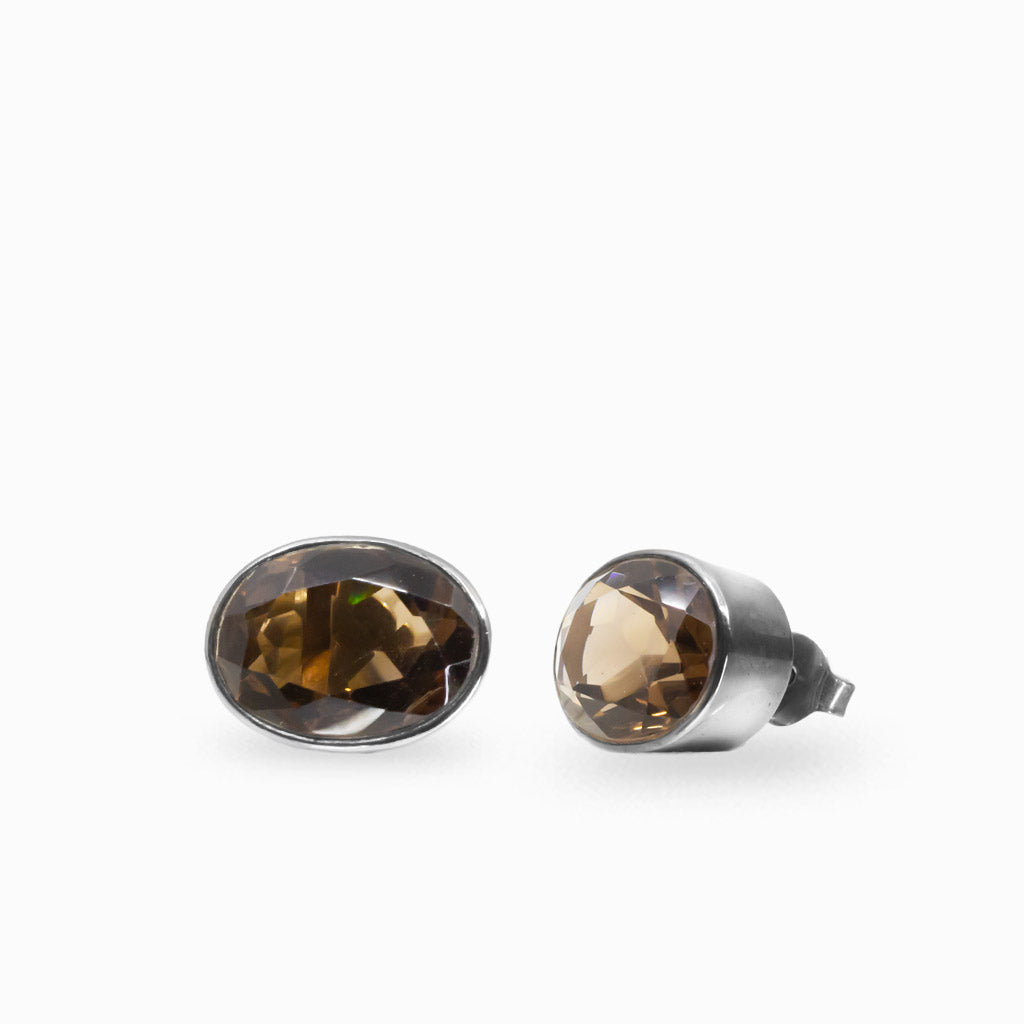 Smokey Quartz Stud Earrings