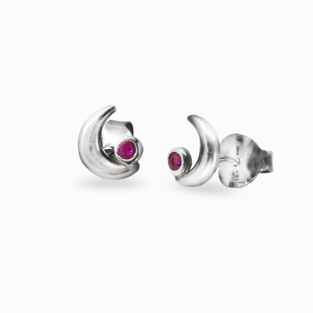 Ruby Moon Stud Earrings