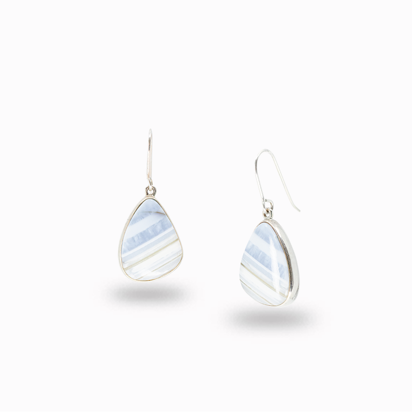 Blue opal teardrop earrings in sterling silver