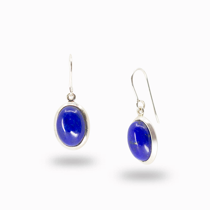 Small oval lapis lazuli earrings in sterling silver