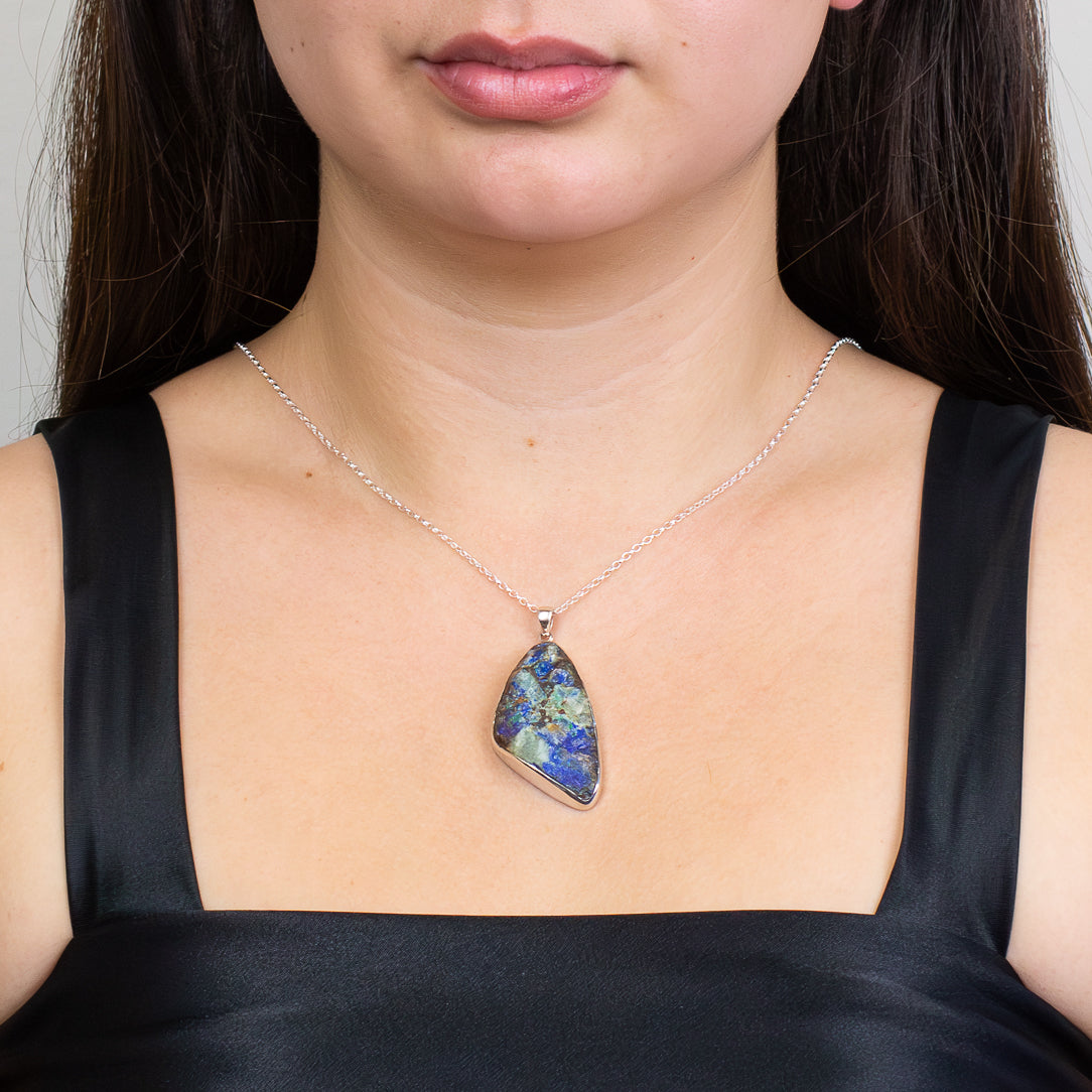 Azurite Malachite In Quartz Necklace