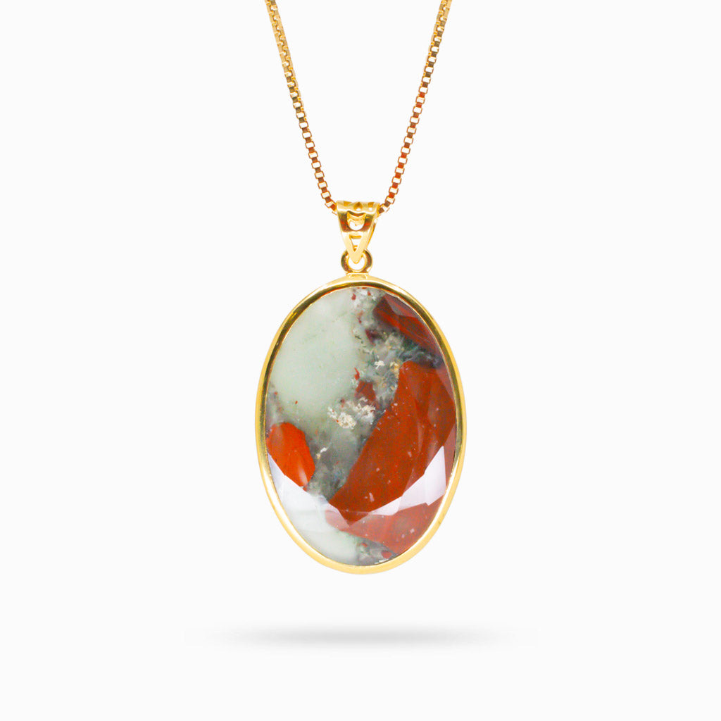 VOLCANO JASPER NECKLACE IN YELLOW GOLD VERMEIL