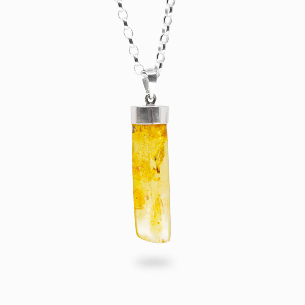 AMBER IN INSECT NECKLACE STERLING SILVER