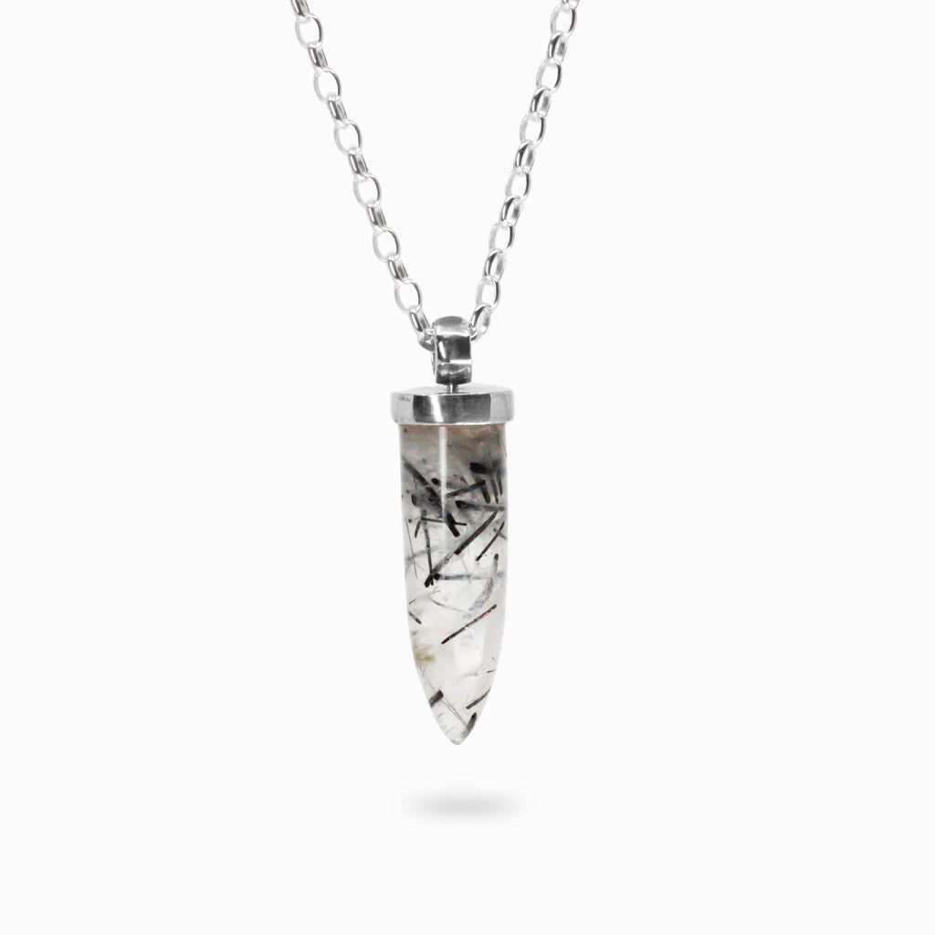TOURMALINATED PENCIL NECKLACE STERLING SILVER