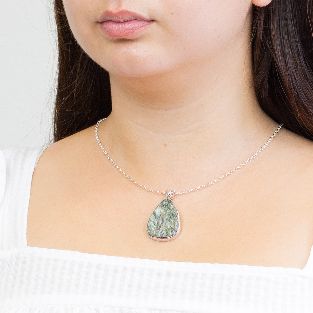 raw seraphinite necklace made in earth