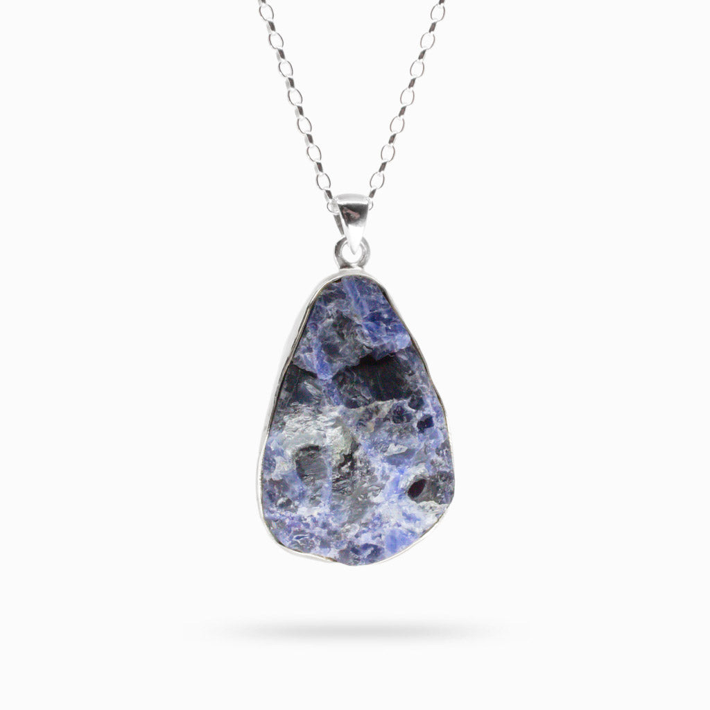 RAW SODALITE NECKLACE STERLING SILVER