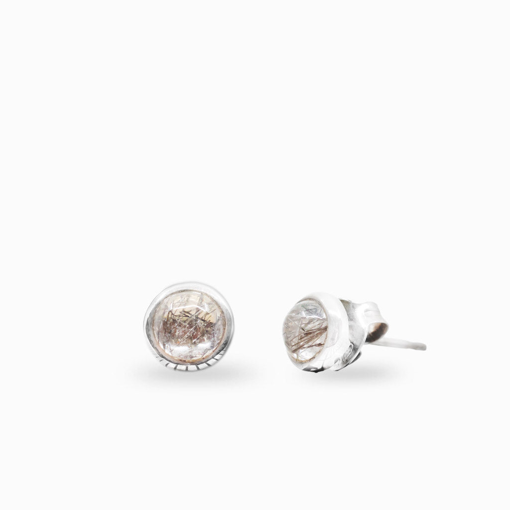 Tourmalinated Quartz Stud Earrings