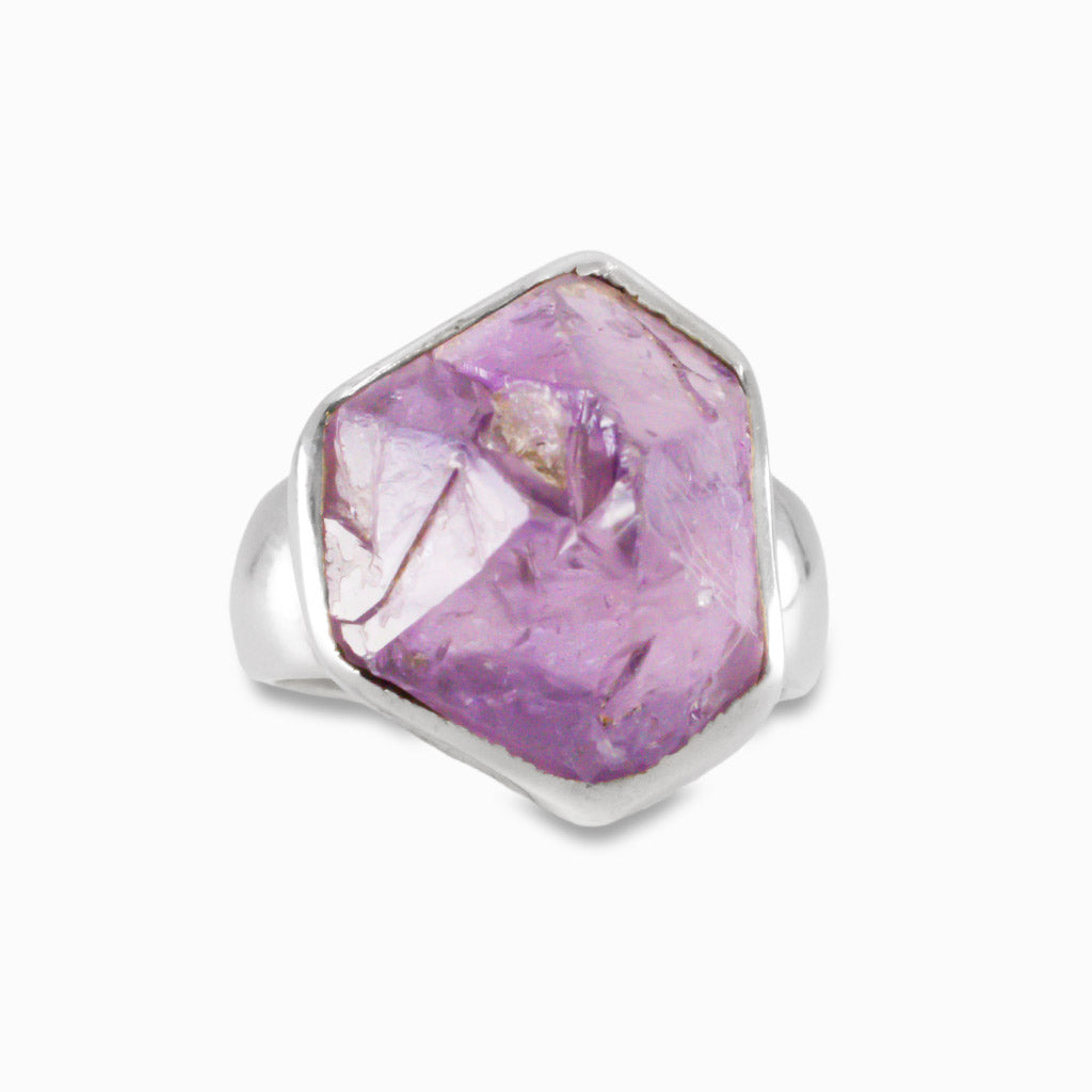 AMETHYST RAW RING STERLING SILVER MADE IN EARTH