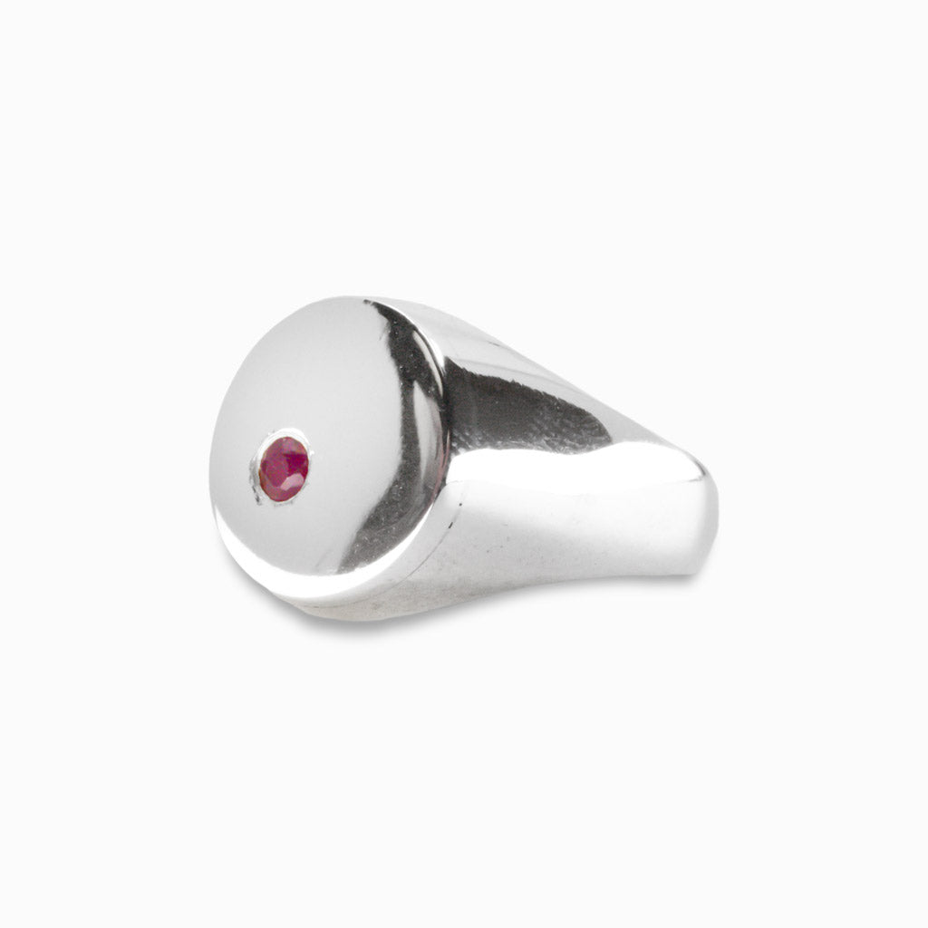 RUBY FACETED SIGNET RING