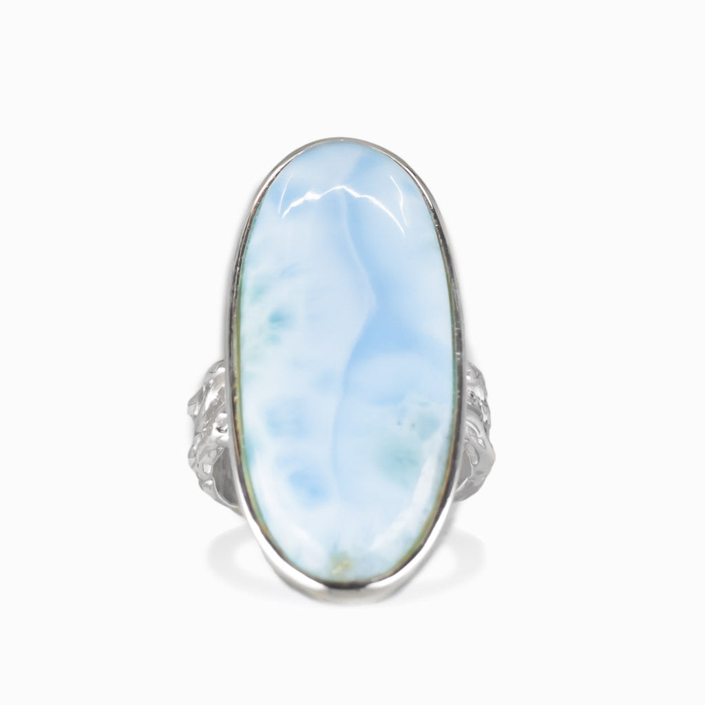 CABOCHON OVAL LARIMAR RING STERLING SILVER