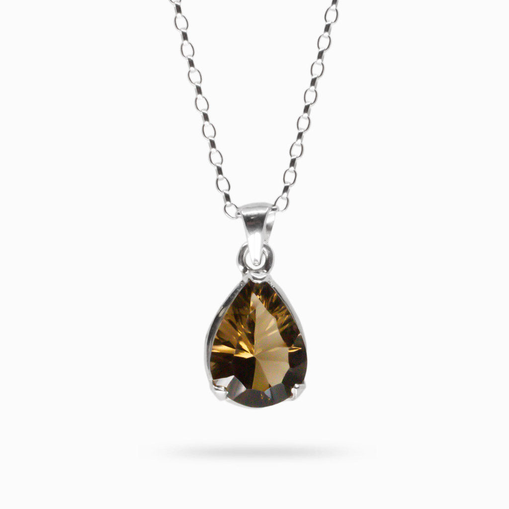 FACETED SMOKEY QUARTZ NECKLACE