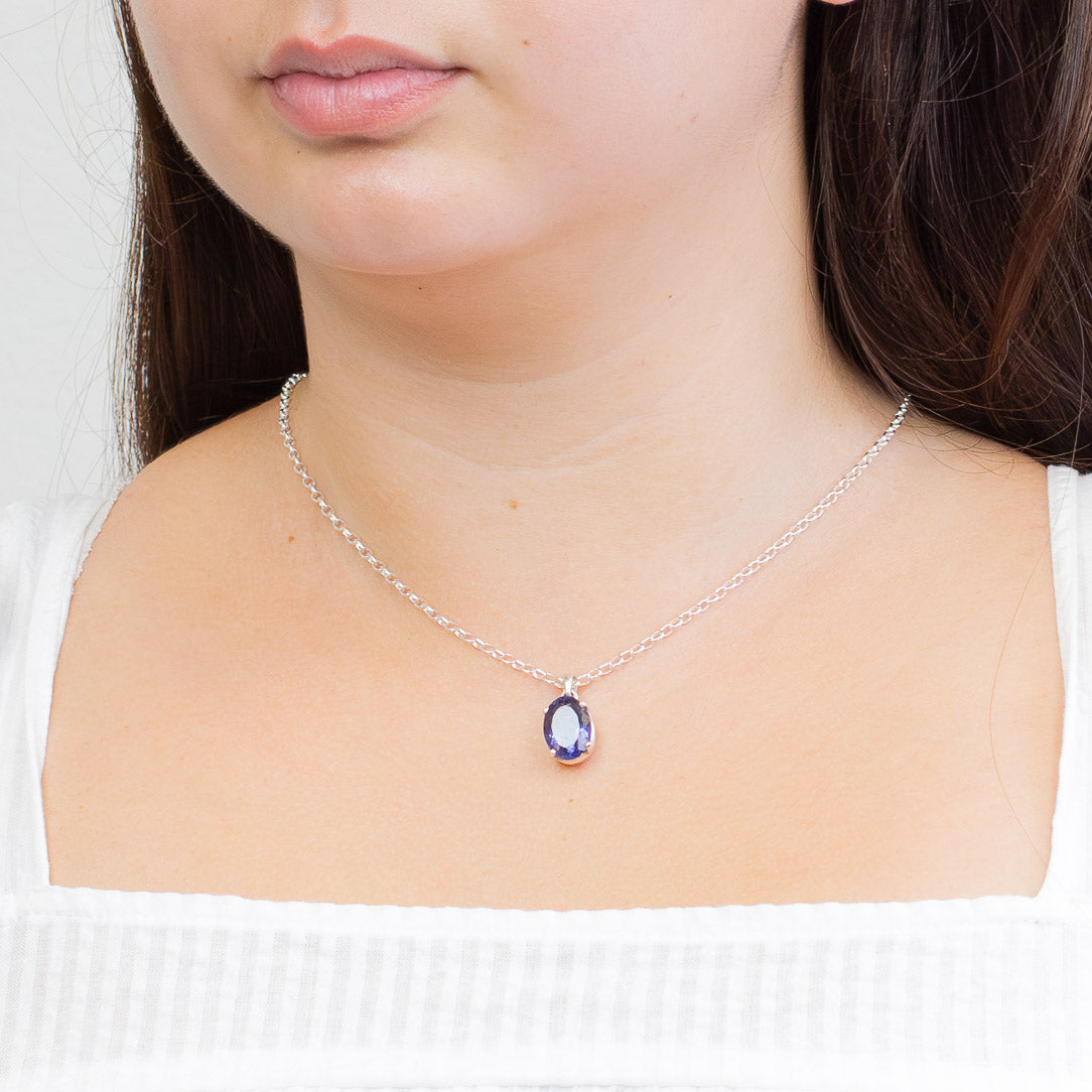 FACETED OVAL CLAW IOLITE NECKLACE STERLING SILVER | MADE IN EARTH