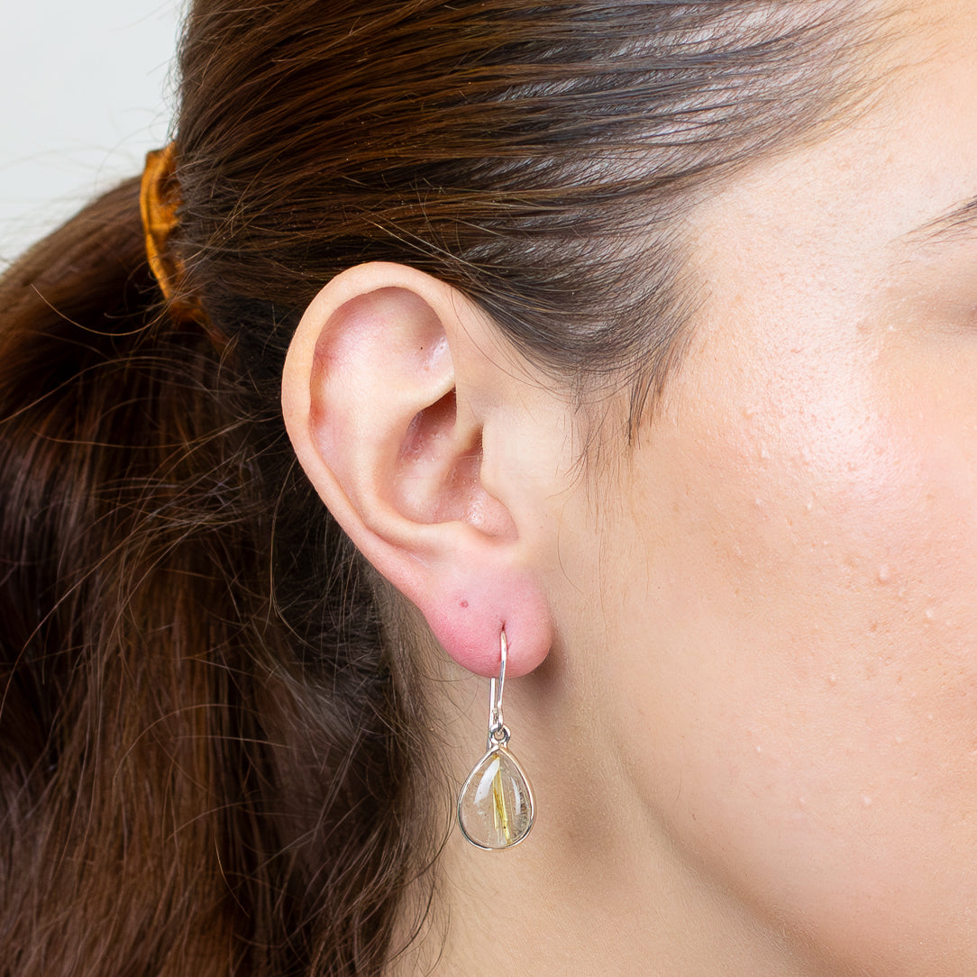 Golden Rutilated Quartz Drop Earrings
