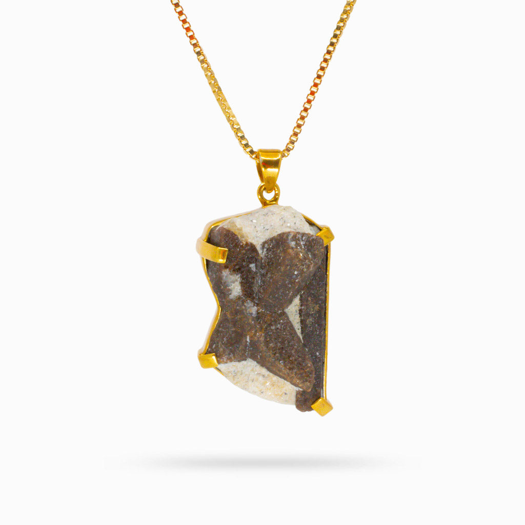 STAUROLITE RAW NECKLACE IN YELLOW GOLD VERMEIL