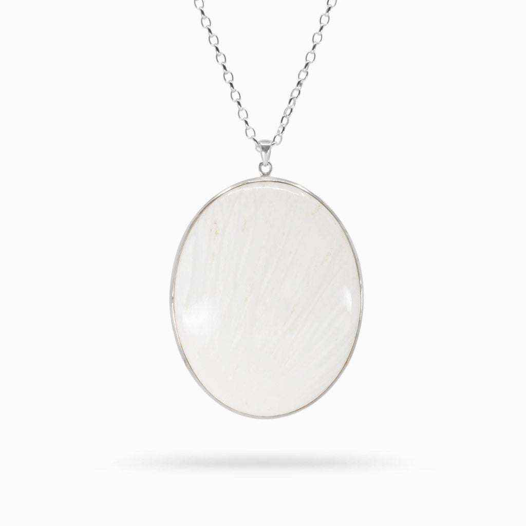 CABOCHON SCOLECITE NECKLACE STERLING SILVER | MADE IN EARTH