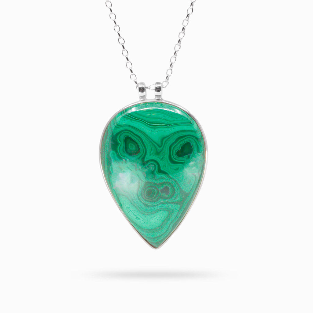 CABOCHON MALACHITE NECKLACE STERLING SILVER | MADE IN EARTH