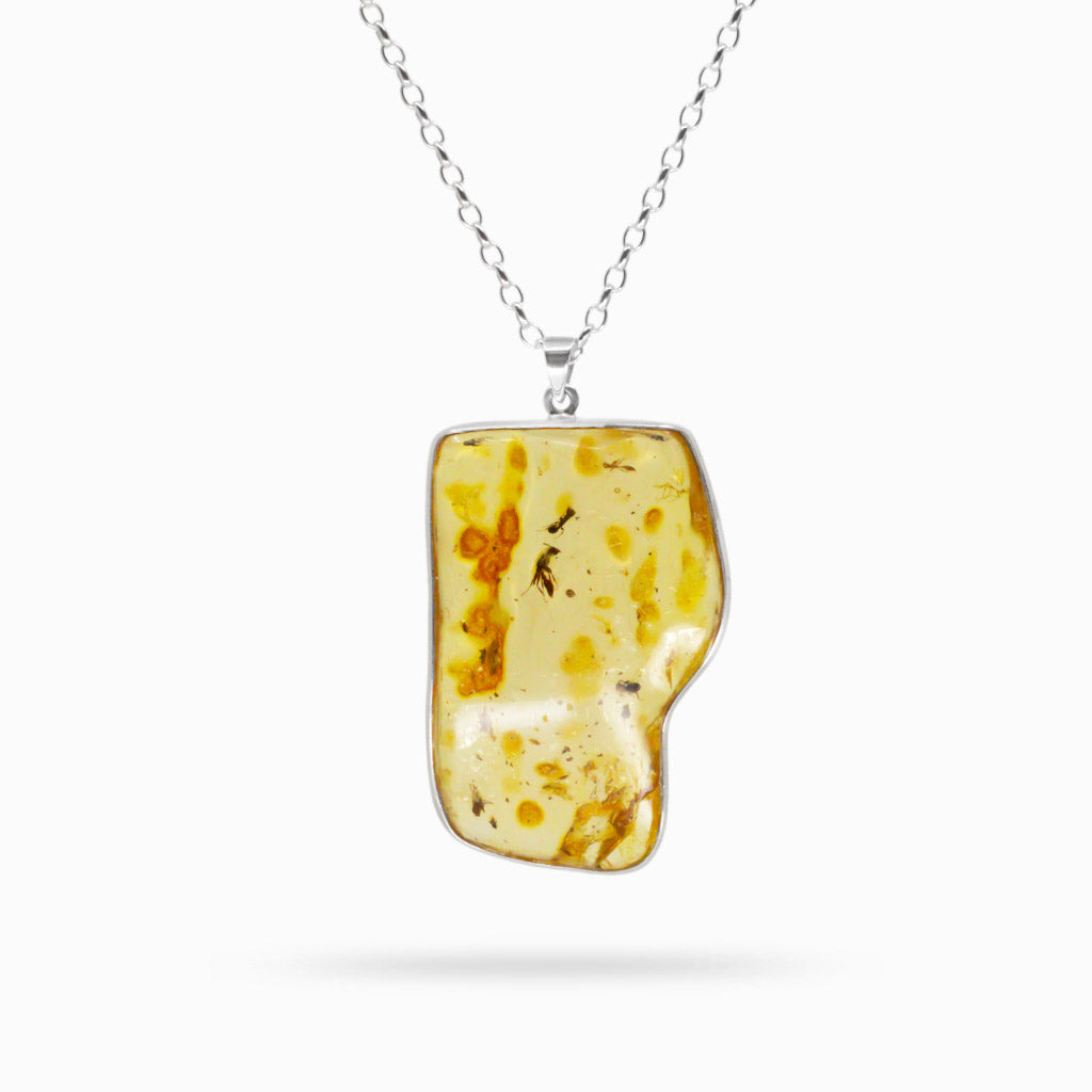 AMBER NECKLACE RAW ORGANICE STERLING SILVER | MADE IN EARTH