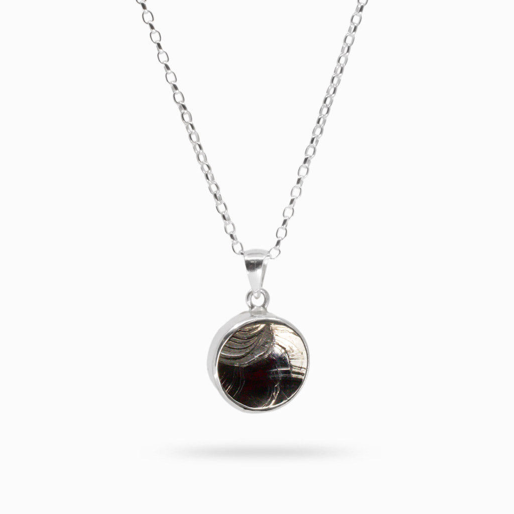 RAW SHUNGHITE NECKLACE STERLING SILVER BEZEL MADE IN EARTH