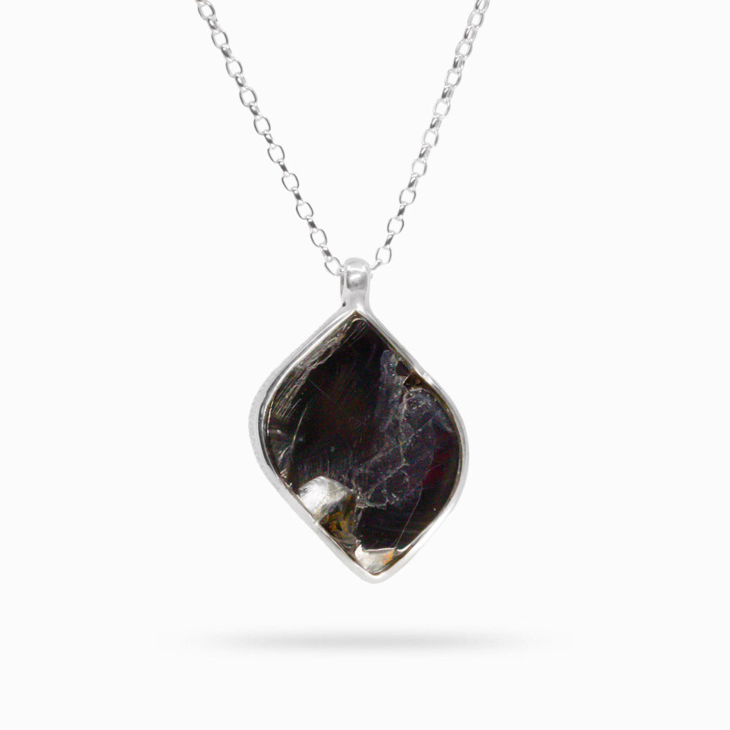 RAW SHUNGITE NECKLACE STERLING SILVER