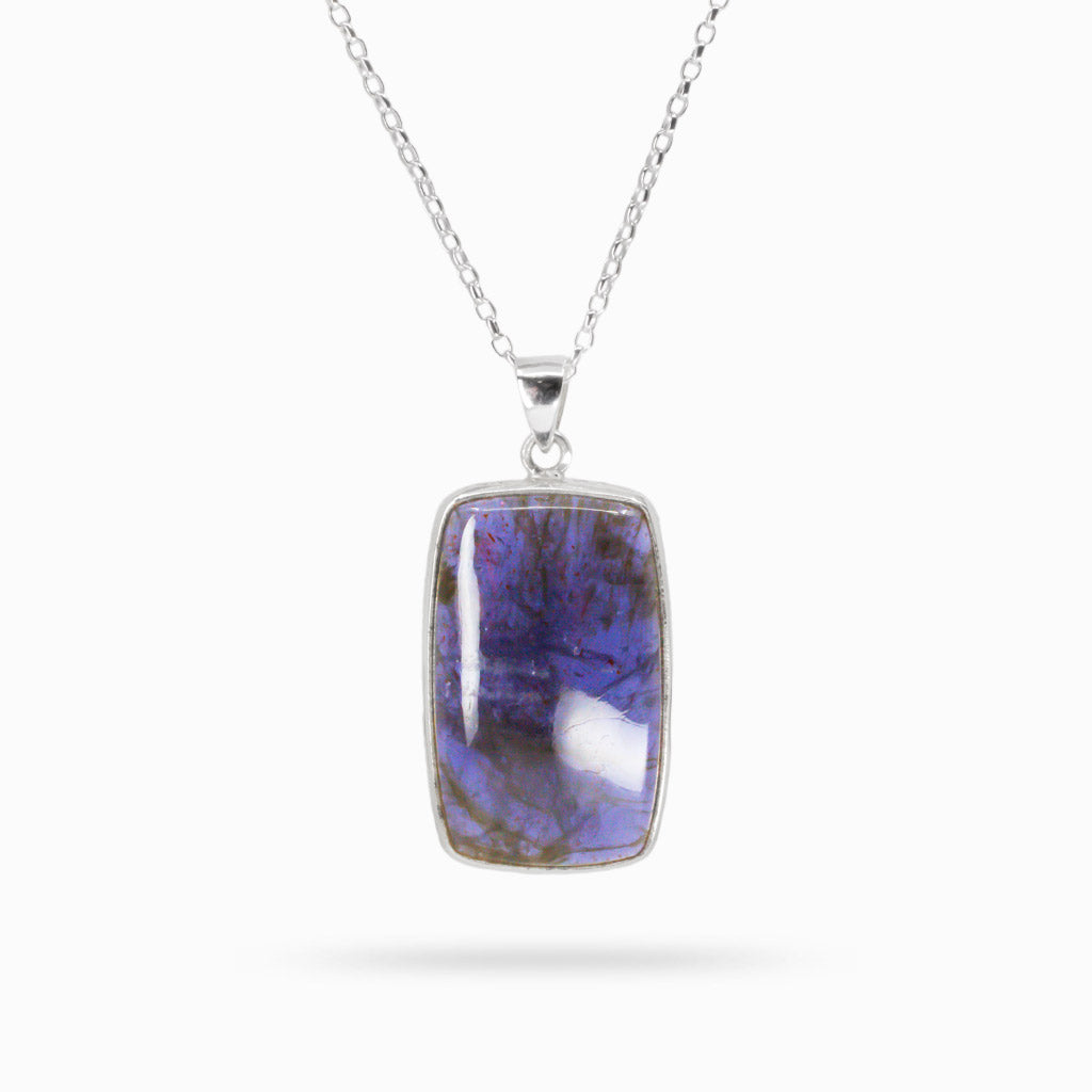 IOLITE NECKLACE CABOCHON RECTANGULAR STERLING SILVER