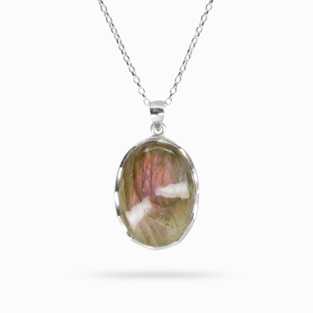 PURPLE LABRADORITE CABOCHON NECKLACE STERLING SILVER| MADE IN EARTH