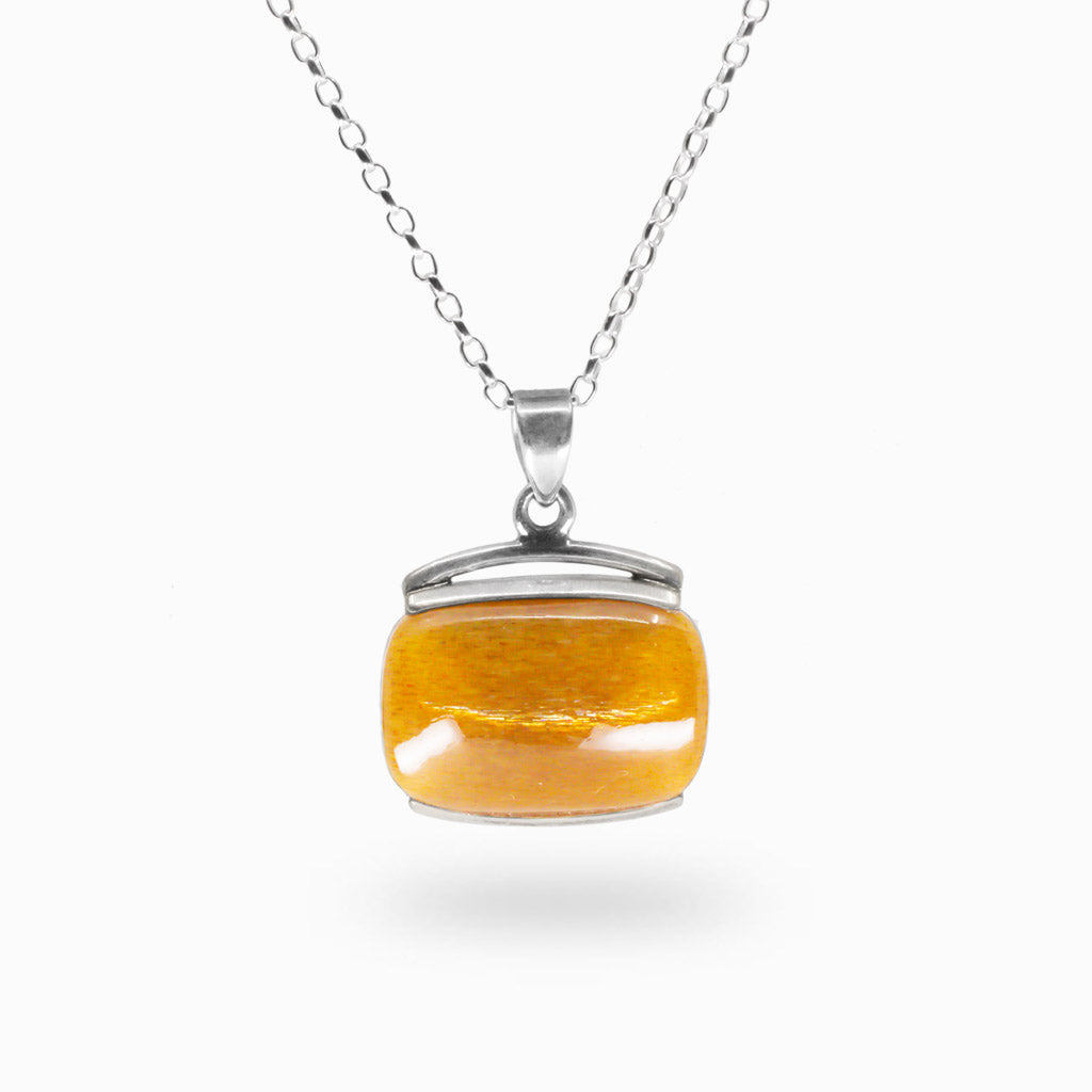 CABOCHON SUNSTONE NECKLACE STERLING SILVER | MADE IN EARTH
