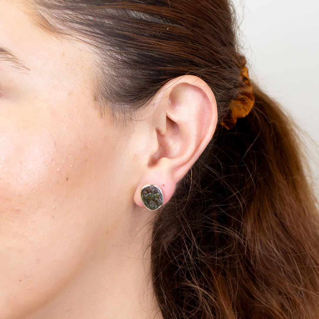 Moldavite Stud Earrings