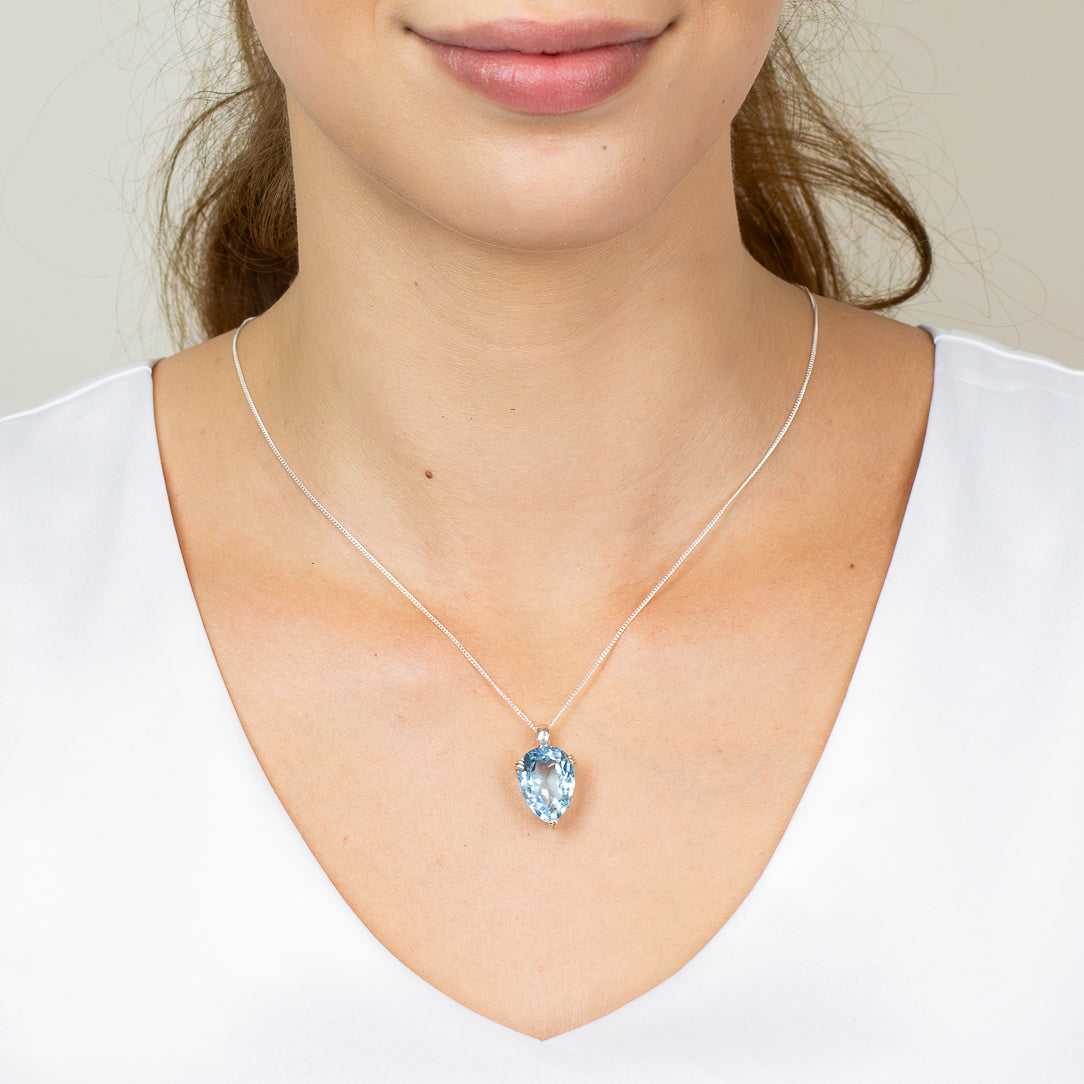 Fceted blue topaz claw necklace
