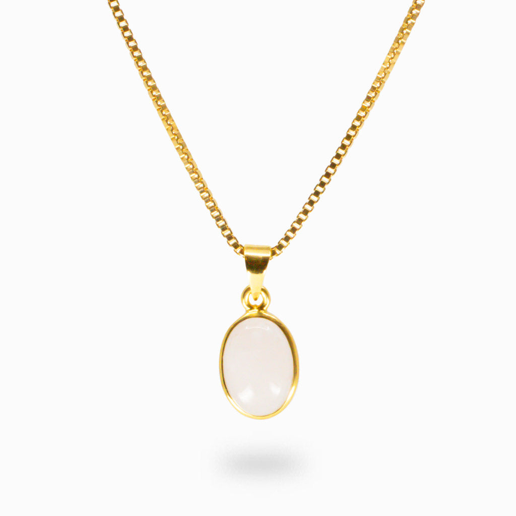 CABOCHON MORGANITE NECKLACE IN YELLOW GOLD VERMEIL