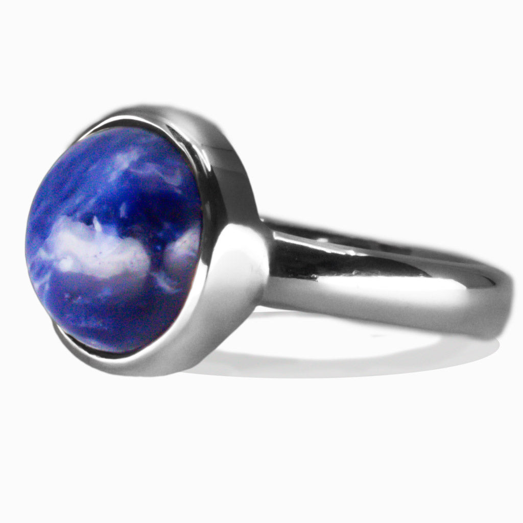 CABOCHON ROUND SODALITE RING MADE IN EARTH