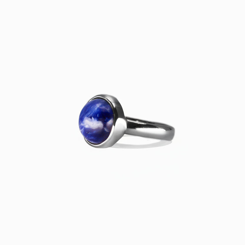 CABOCHON ROUND SODALITE RING MADE IN EARTH