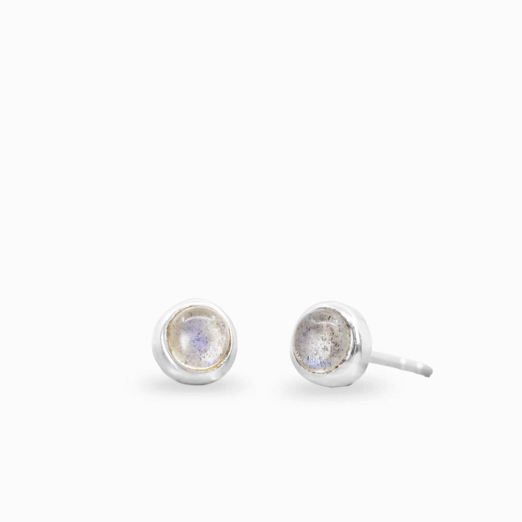labradorite stud earrings in sterling silver