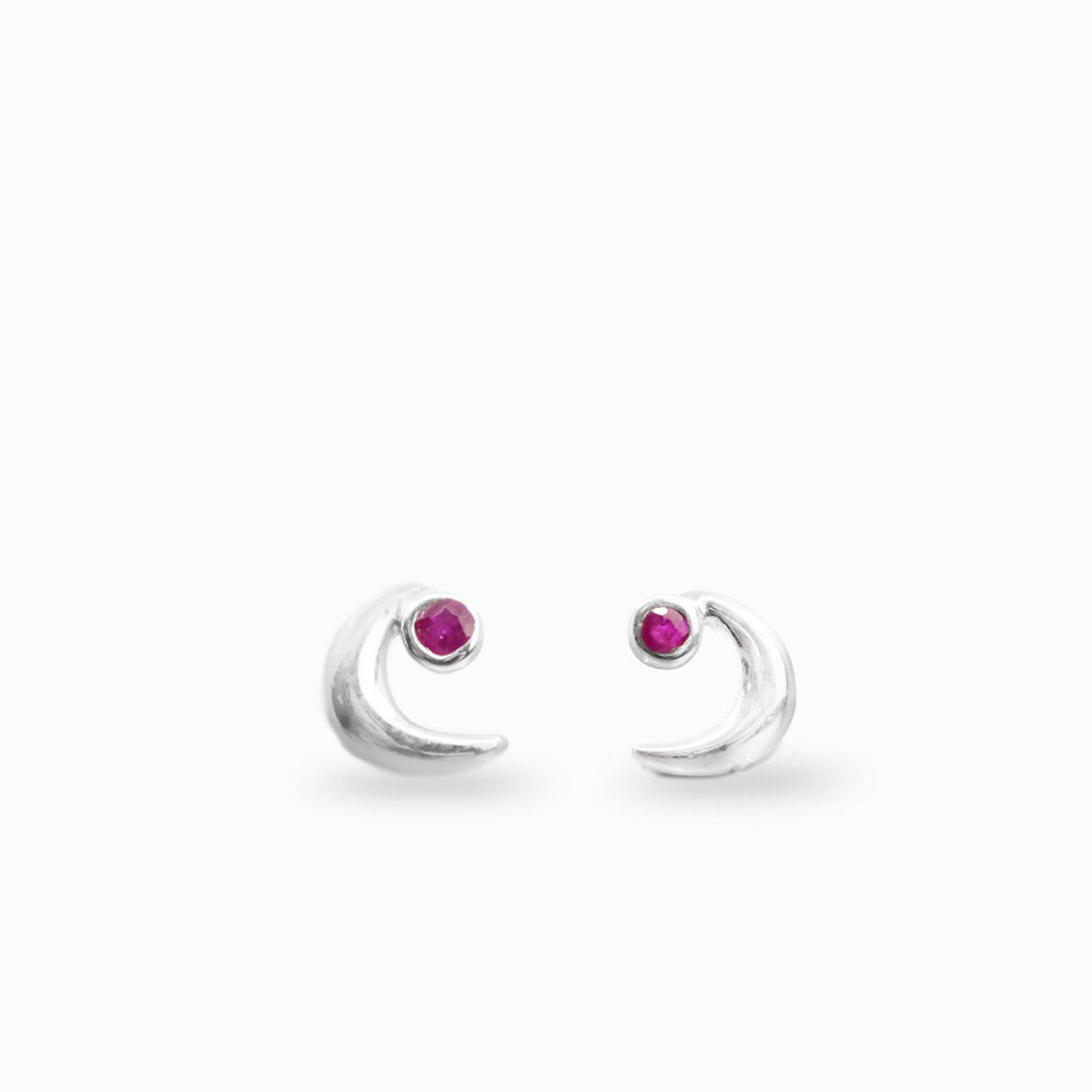 Ruby Moon Stud Earrings