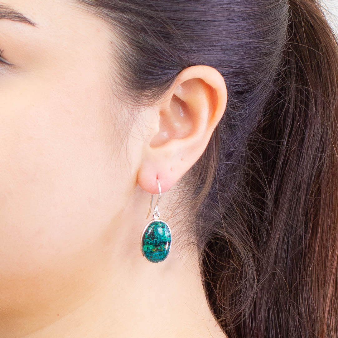 Chrysocolla Malachite Drop Earrings