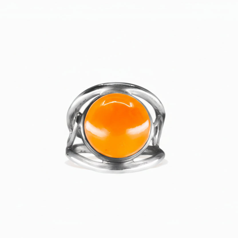 CABOCHON HALO CARNELIAN RING FILAGREE STERLING SILVER | MADE IN EARTH